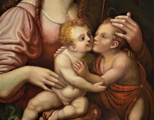 Vierge à l'Enfant et St Jean Baptiste Renaissance Lombarde XVIème - Romano Ischia